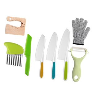 Magideal - Juego De Cuchillos Para Niños, Juguetes De Cocina Reales, Habilidad Práctica Montessori, Juguetes De Cocina, Accesorios Para Cumpleaños, Niñas, Niños, 8 Piezas