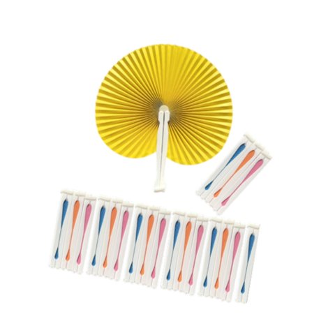Bothyi - 20 Abanicos De Papel Plegables Para Bodas, Festivales, Invitados Y Cualquier Otra Ocasión. Mango Blanco.