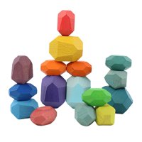 Bothyi - Juguetes De Rompecabezas Montessori De Piedras Apilables De Equilibrio De Madera Para 3 Años Estilo A