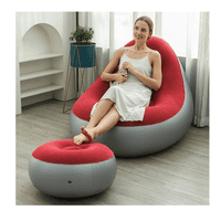 Genérico - Sillon Inflable Puff Tumbona Con Reposa Pies Sofa Inflable Rojo