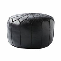 Made In Marruecos - Puff De Cuero Negro