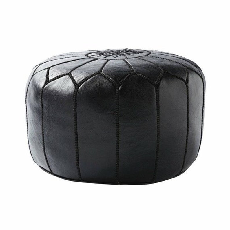 Made In Marruecos - Puff De Cuero Negro