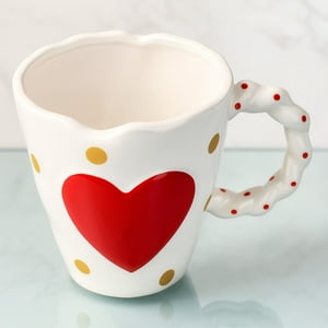 De - Taza Con Corazón En Relieve Estilo Minimalista