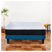 Latam Home - Cama Zen Best Full Colchon Pro Tela Velvet Azul Petroleo