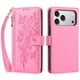 thumbnail image 2 of Funda Billetera Floral en Relieve iphone17 pro con Tarjetero y Cremallera Rosa, 2 of 6