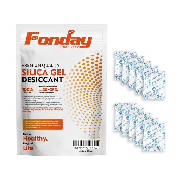 Paquetes desecantes de gel de sílice de 1 g, 100 unidades, aptos para uso alimentario Fonday