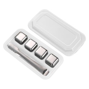 Magideal - Cubitos De Hielo De Acero Inoxidable De Enfriamiento Rápido, Aptos Para Uso Alimentario, Fáciles De Limpiar, Cubitos De Whisky, Rocas De Whisky Para J 4 Plata Con Clip