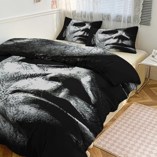 Michael Myers Print Bedding Set Pattern Duvet Cove Set 3 Pieces 1 Quilt Cover And 2 Pillowcases for Women Men Teens