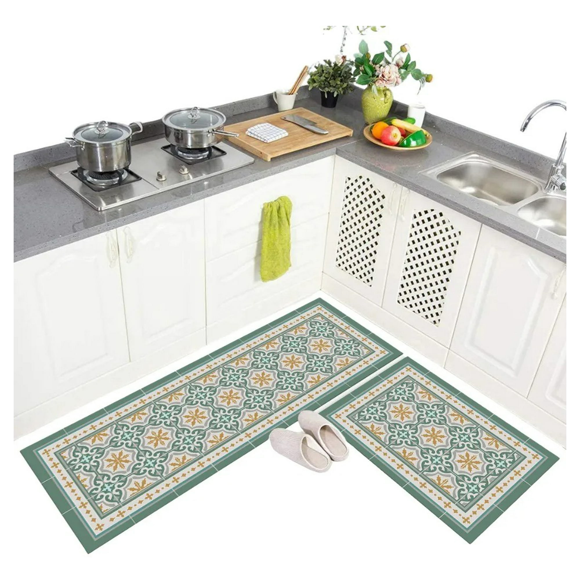 Genérica - Set 2 Alfombras De Cocina Antideslizante - 120cm*45cm + 60cm*45cm