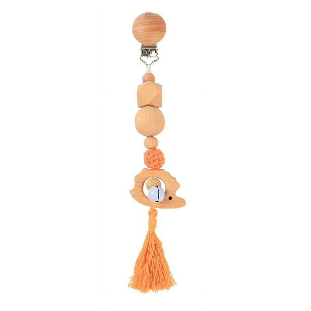 Wood Teether Baby Bed Hanging Rattles Toy Make Noise Bird Elephant Shape Crochet Beads Bracelet Pram Clip Baby Rattle