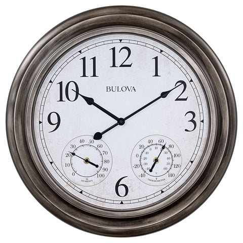 Reloj De Pared Bulova C4125 Block Island Con Termómetro E Higrómetro