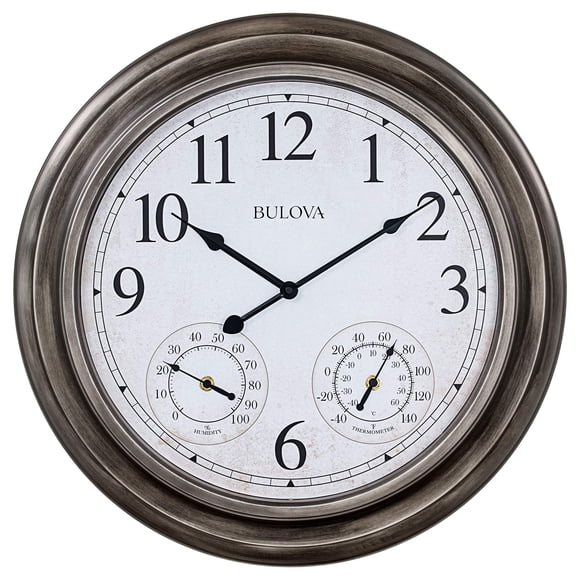 Reloj de pared Bulova C4125 Block Island con termómetro e higrómetro