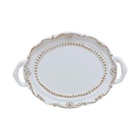 Magideal - Bandejas De Almacenamiento De Joyería Organizadores De Joyería Organizador De Perfume De Maquillaje De Resina Redonda Bandejas De Cosméticos Para Mesa Estilo Europeo Blanco