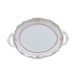 Magideal - Bandejas De Almacenamiento De Joyería Organizadores De Joyería Organizador De Perfume De Maquillaje De Resina Redonda Bandejas De Cosméticos Para Mesa Estilo Europeo Blanco