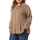 thumbnail image 4 of Agnes Orinda Conjuntos de Halloween Top de Punto de Cuello Alto con Botones de Manga Larga y Abertura Lateral para Mujer de Talla Grande 2X Camel, 4 of 6