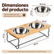 thumbnail image 2 of Comedero Elevado Doble para Perro Gato con 2 Platos Acero Inoxidable Bambú, 2 of 8