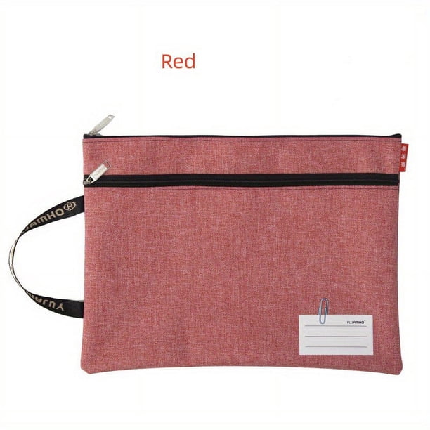 1pc New Design Double Layer Zipper Oxford Fabric Simple Stylish Large Capacity Relaxed Pack A4 Document Bag Tote Business Office Organizer
