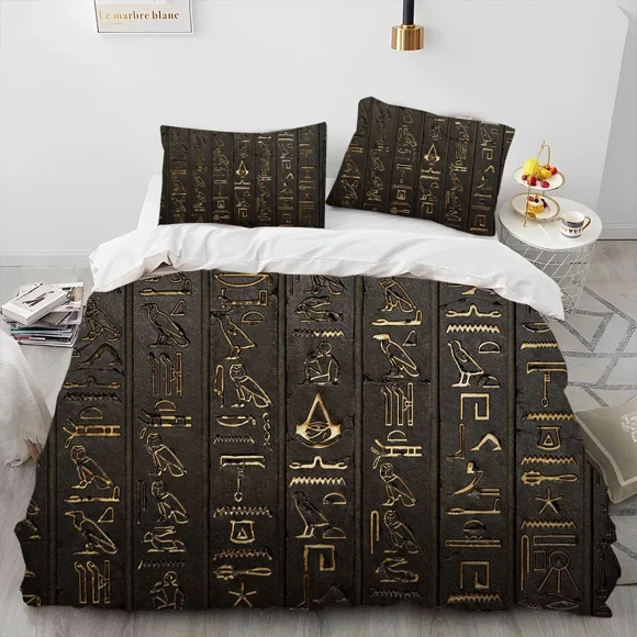 Egyptian Mythology Pharaoh Hieroglyphics Bedding Set Duvet Cover Bed Set Quilt Cover Pillowcase Comforter Bed Sheets