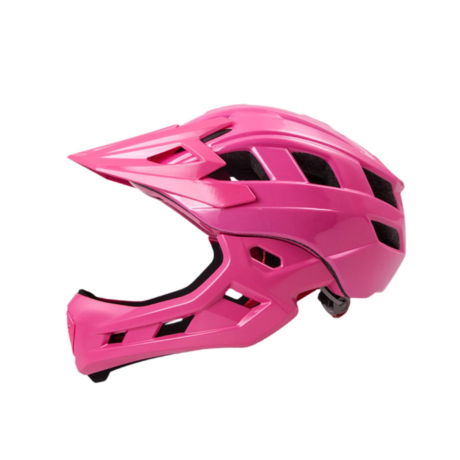 Magideal - Casco De Bicicleta Para Niños, Casco De Ciclismo De Carretera, Forro Extraíble Para Niños, Casco Completo Intercambiable Y Medio Casco Para Múltiples Rosa