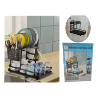 Genérico - Escurridor De Platos Estante Secaplatos 2 Niveles Negro