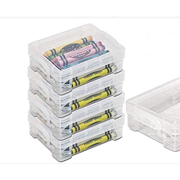 Caja de Crayones Super Stacker Pack de 4 Transparentes 9 × 12 × 4 cm