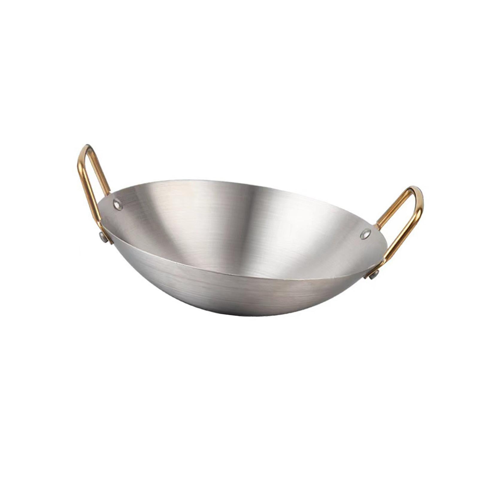 Magideal - Olla De Acero Inoxidable Para Cocinar Wok, Utensilios De Cocina Para Estufa, Sartén De Fondo Redondo, Olla Seca Para Freír Alimentos, Cocinar Al 26 Cm