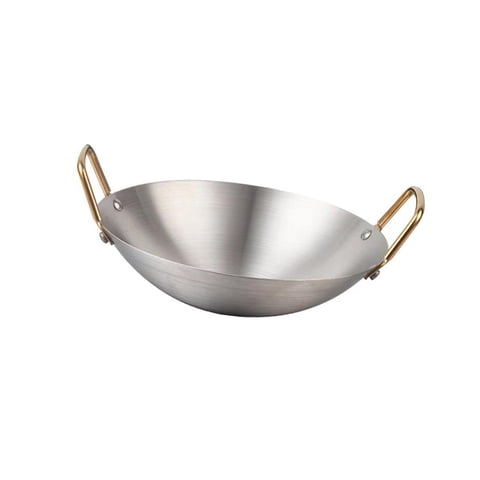 Bothyi - Wok De Acero Inoxidable Para Uso Doméstico, Sartén Para Saltear Carne Y Verduras, 24 Cm