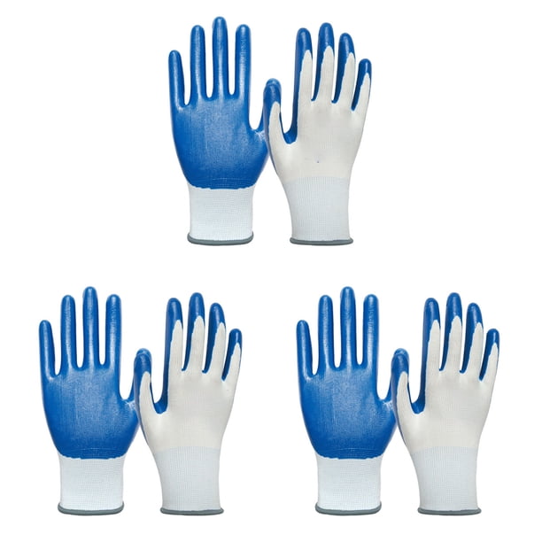 3 pares de guantes de trabajo de seguridad, guantes de jardinería, guantes protectores transpirables de goma.