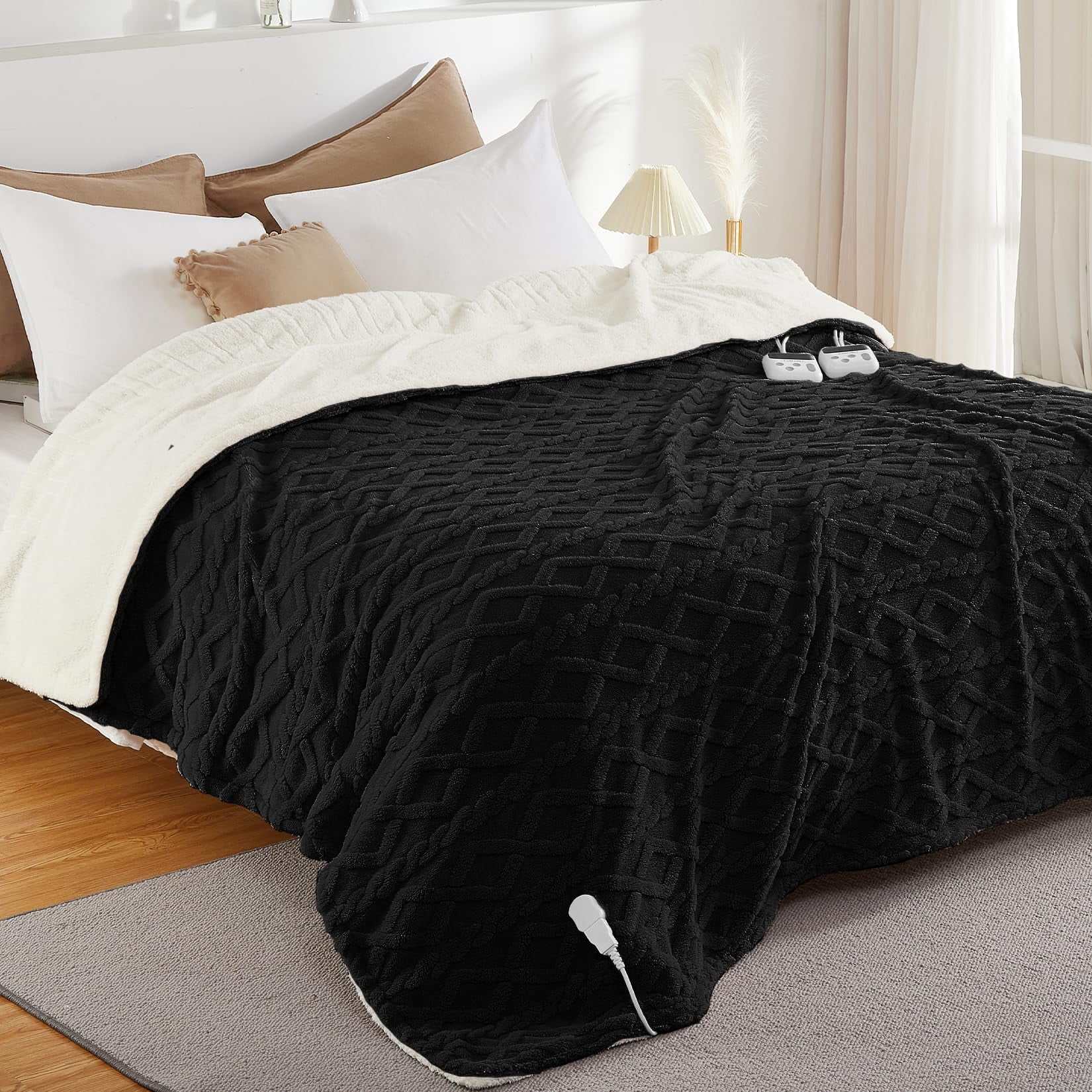 Manta Eléctrica Caromio King Size Con Doble Control Negra