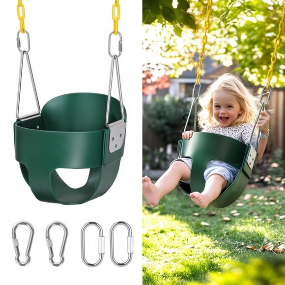 Balancín para niños pequeños con forma de tórtola, con respaldo alto, cubo completo, verde