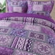 thumbnail image 3 of NEWLAKE Juego de colcha acolchada de algodón reversible con patchwork, patrón bohemio clásico morado, tamaño king, 3 of 8