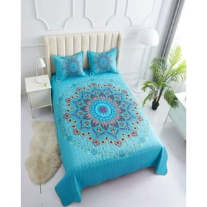 Genérico - Cubrecama 2 Plazas Mandala Material Quilt