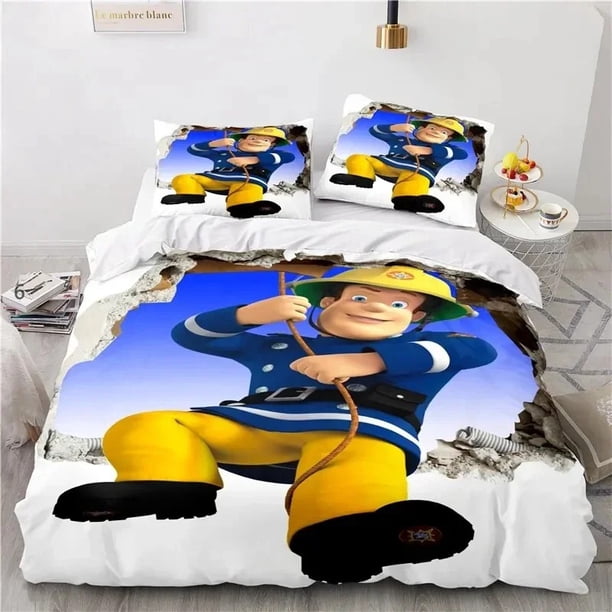 Cartoon Fireman Sam Toys Bedding Set Duvet Cover Bed Set Quilt Cover Pillowcase Comforter king Queen Size Boys Adult Bedding Set