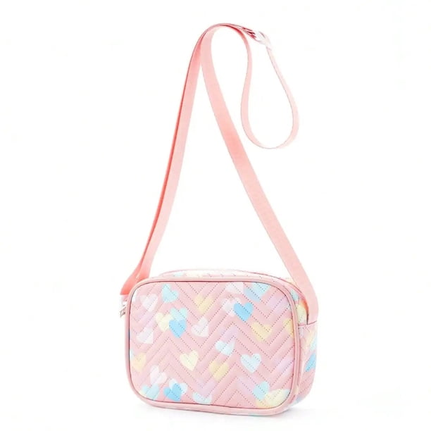 1pc Children'S Cute Love Printed Cross-Shoulder Bag, Shoulder Bag, Suitable For Girls, Primary School Students, Travel And Vacat