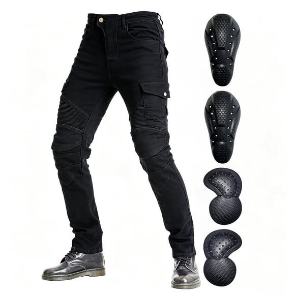 Pantalones VNFOX Jeans de Moto con Armadura CE Nivel 2 - Negro