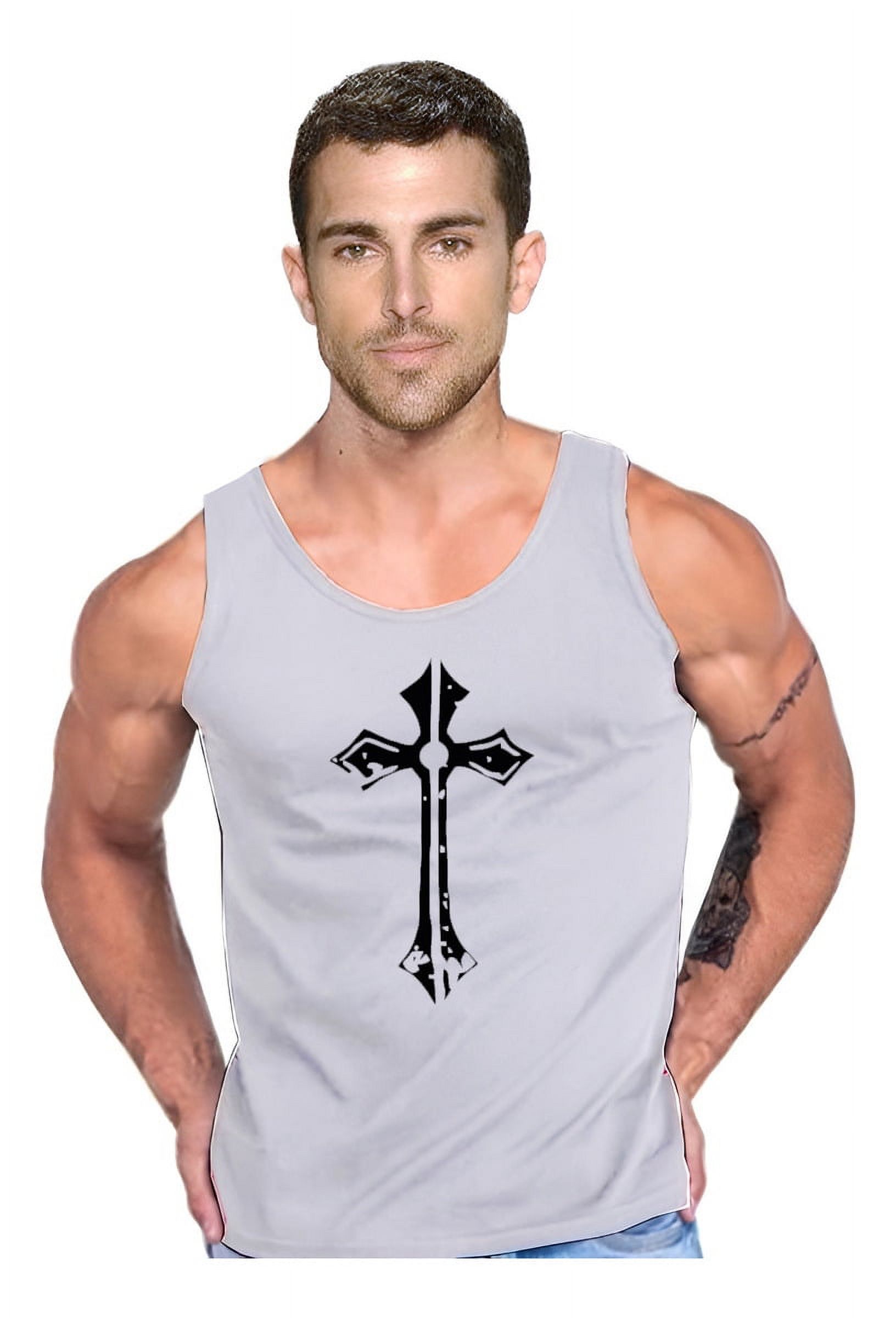 Persodesign - Polera Cruz Gotica Musculosa Tank Gym Pesas Crossfit Talla Xl Gris Hombre