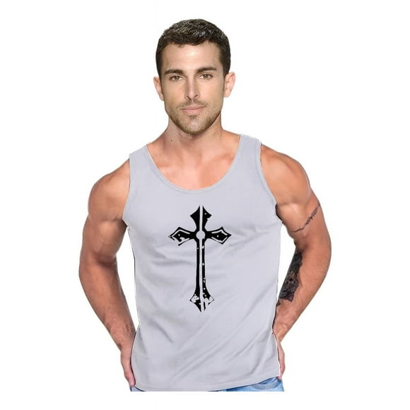 Polera Cruz Gotica Musculosa Tank Gym Pesas Crossfit Talla M Gris Hombre