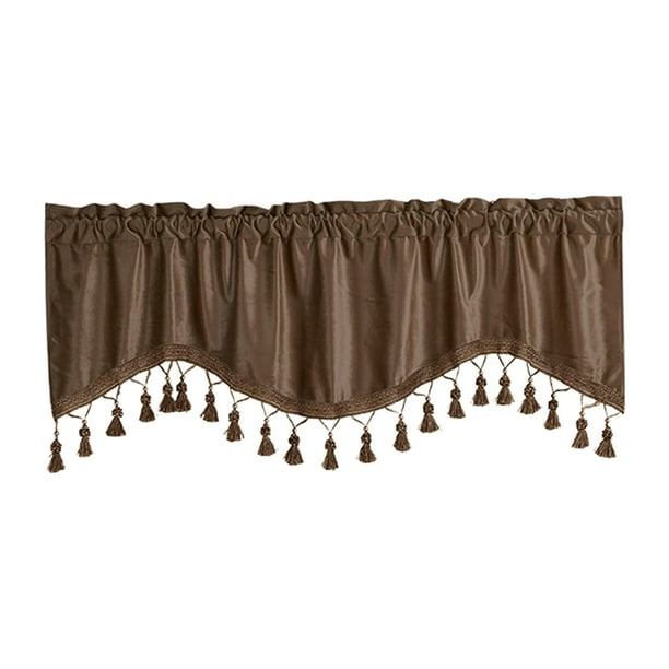 Cortina de ventana de bolsillo para barra, cortinas de ventana pequeña, cenefa, tratamientos de ventana pequeña transpirable, cortinas de nivel corto Café
