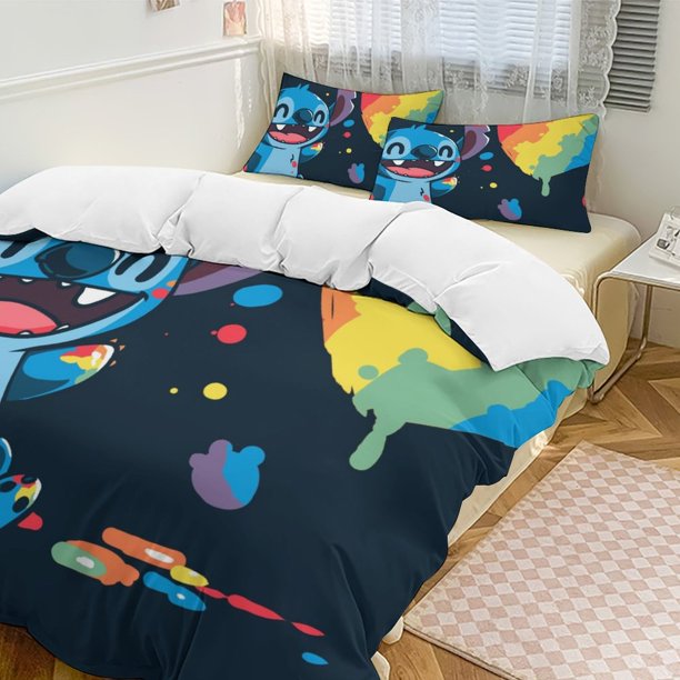 StitchCartoon Collection 3-Piece Comforter Set, Personalized Bedding Decor for Kids And Teens Bed Sheets