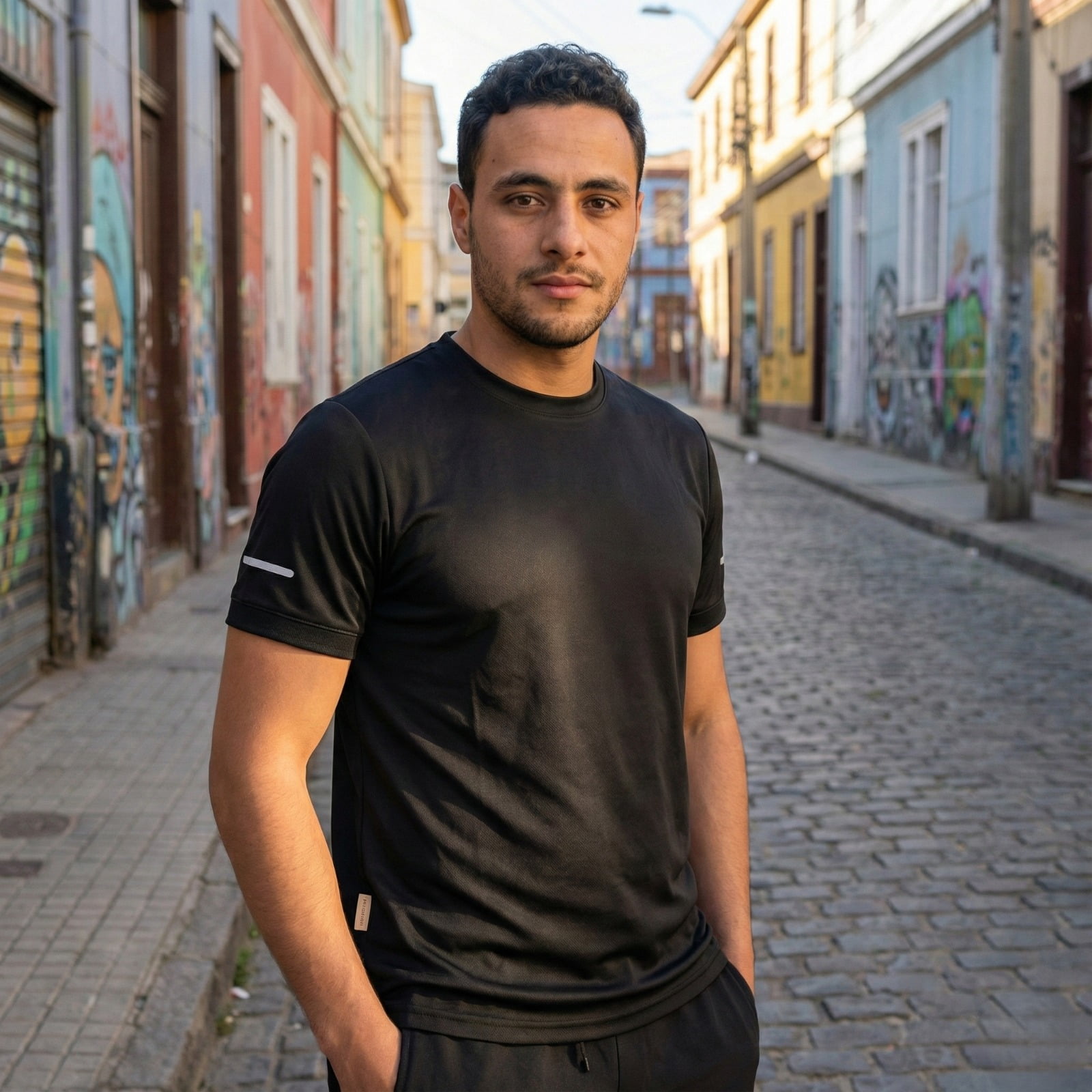 T-world - Polera Secado Rápido Hombre M/corta Antibacterial Reflectiva Negro