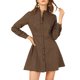 thumbnail image 5 of INSPIRE CHIC Vestido de Mujer para Regreso a Clases con Estampado de Cuadros Vichy, Cuello Simulado con Volantes, Botones Abajo, Mangas Largas, Talla XL, Marrón, 5 of 8
