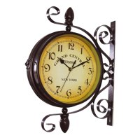 Magideal - Reloj De Pared De Doble Cara, Adorno De Estilo Retro Antiguo, Reloj Decorativo Silencioso Para Sala De Estar, Jardín, Decoración Interior Del Hogar.