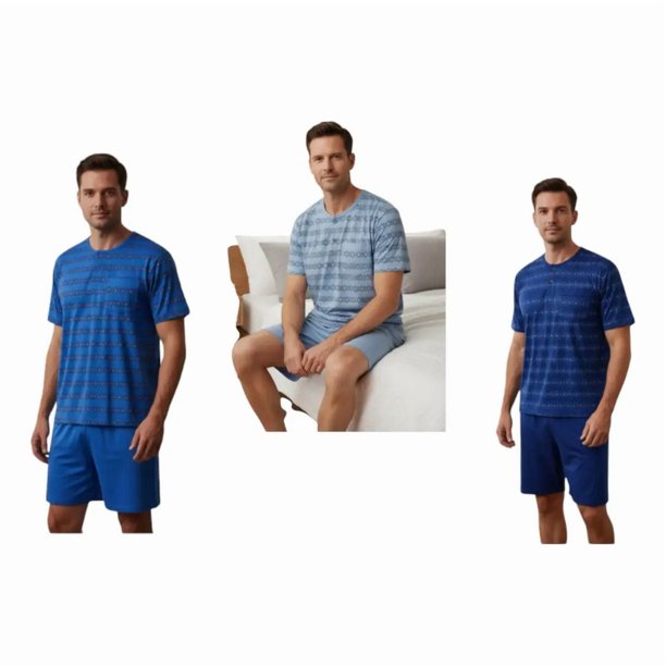Pack 3 Pijamas Hombre Verano Algodón