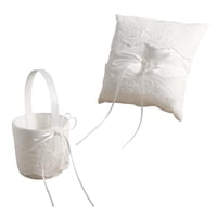 Bothyi - Anillo De Boda Almohada Cesta Blanco Romántico Suave Para Ceremonia Niñas De Las Flores