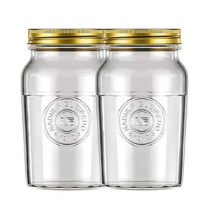Nadir - Set 2 Frascos Americano Vintage Vidrio 1500Ml Tapa Dorada
