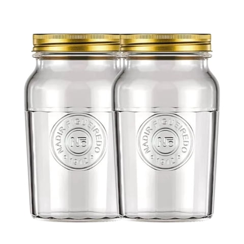 Nadir - Set 2 Frascos Americano Vintage Vidrio 1500Ml Tapa Dorada