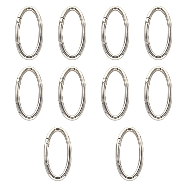 10x Mosquetones Ovalados Con Resorte Para Llaveros, Hebillas Para Hacer Bolsos, Senderismo, Color Plateado