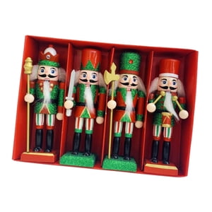 Magideal - 4 Piezas Figura De Soldado Cascanueces De Madera Figuras De Cascanueces Accesorios De Diseño De Escena De Juguete Figura De Mesa Adorno De Muñeca Para
