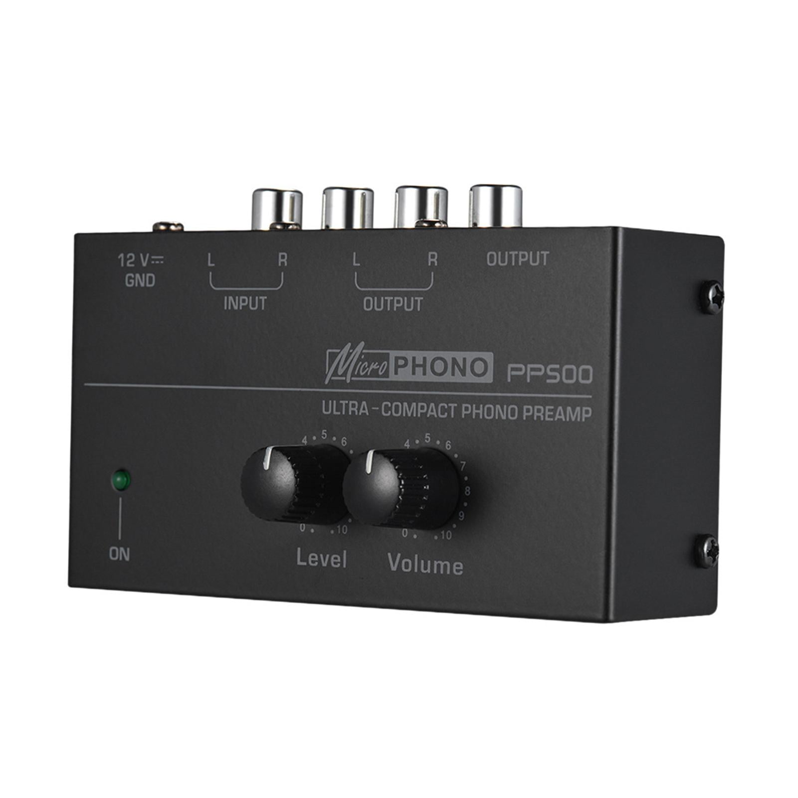 Magideal - Pp500 Phono Turntable Preamp Entrada Rca Salida Rca/trs Estéreo Con Adaptador Dc 12v Con Control De Volumen De Nivel Mini Preamplificador De Bajo Ruid