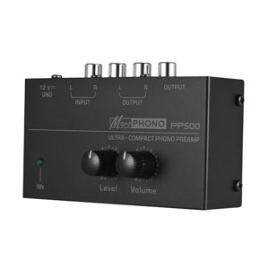 Magideal - Pp500 Phono Turntable Preamp Entrada Rca Salida Rca/Trs Estéreo Con Adaptador Dc 12V Con Control De Volumen De Nivel Mini Preamplificador De Bajo Ruid